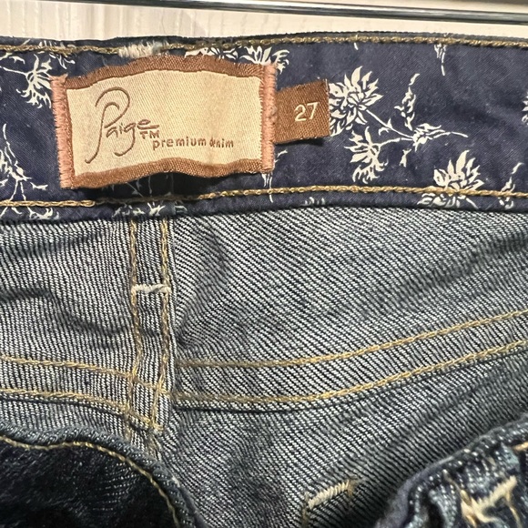 Paige Skyline Ankle Peg Jeans, Size 27, Dark distressed denim - Picture 5 of 5